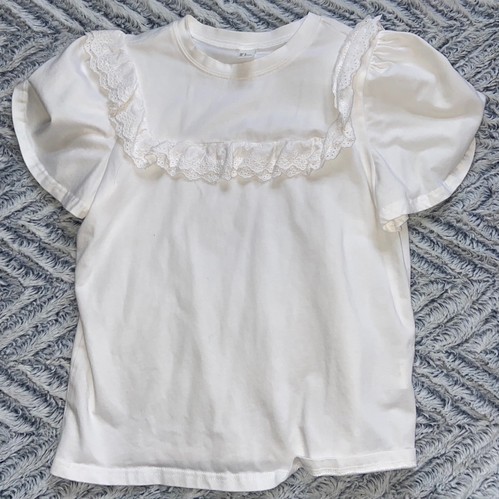 White Ruffled T-shirt